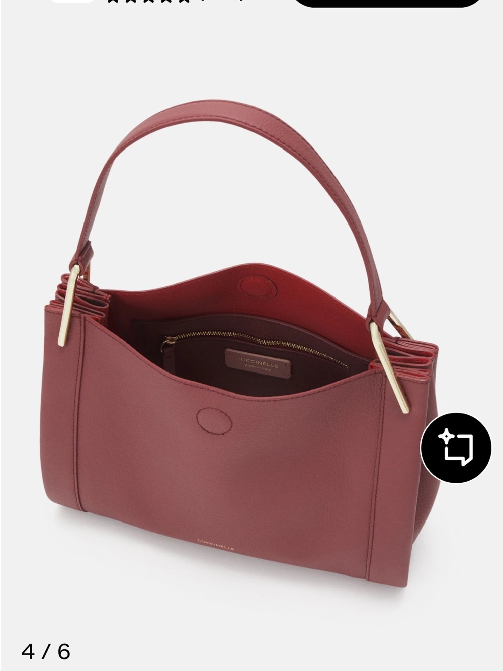 Coccinelle Pebbled Italian Leather Shoulder Bag in Bordeaux NWT